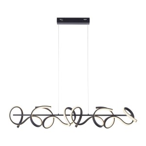Lampa wisząca LED, czarna, zakrzywiona, z funkcją ściemniania, nowoczesna CURLS czarna Just Light - 19033-18